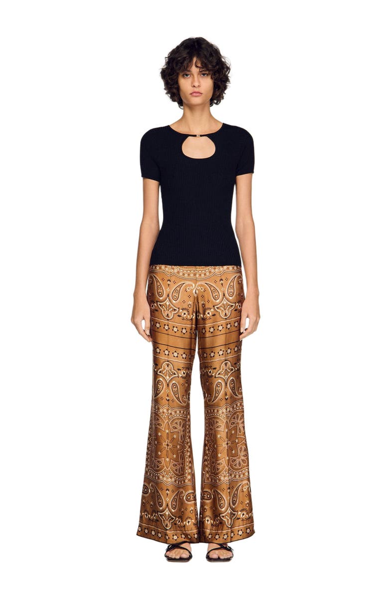 SANDRO Openwork collar sweater, Alternate, color, Black