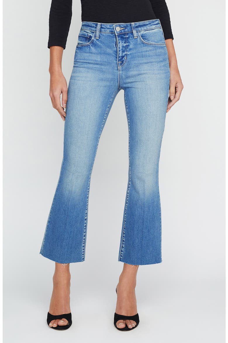 Kendra Raw Hem Crop Flare Jeans, Main, color, ALAMEDA