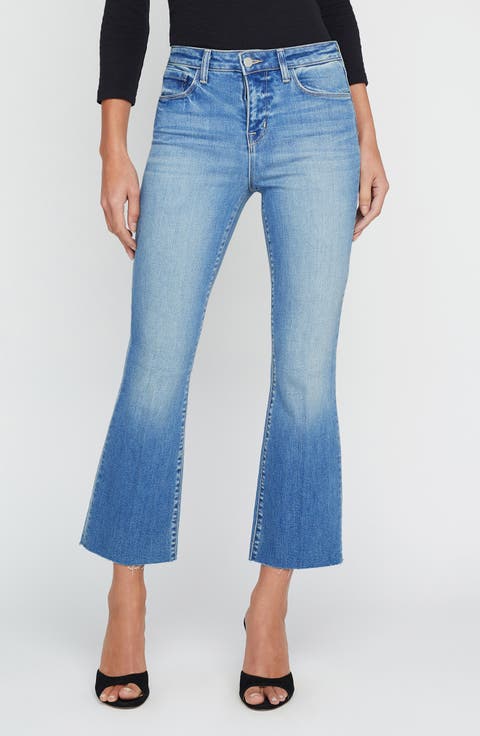 Kendra Raw Hem Crop Flare Jeans