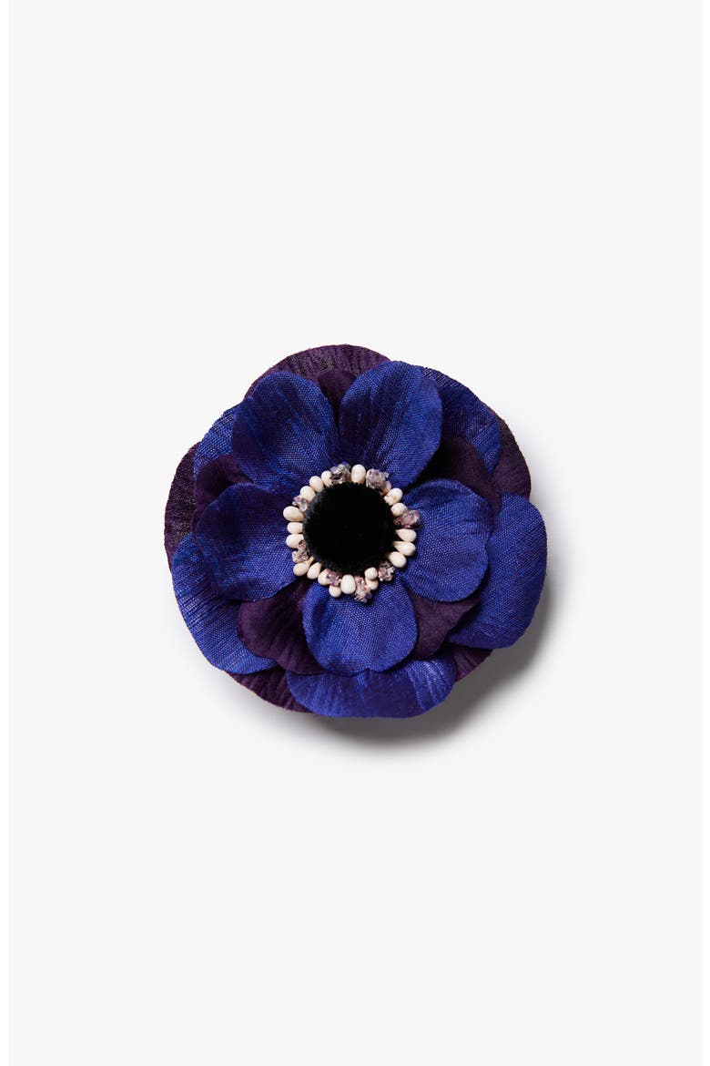 The Indigo Anemone Floral Brooch, Main, color, Indigo