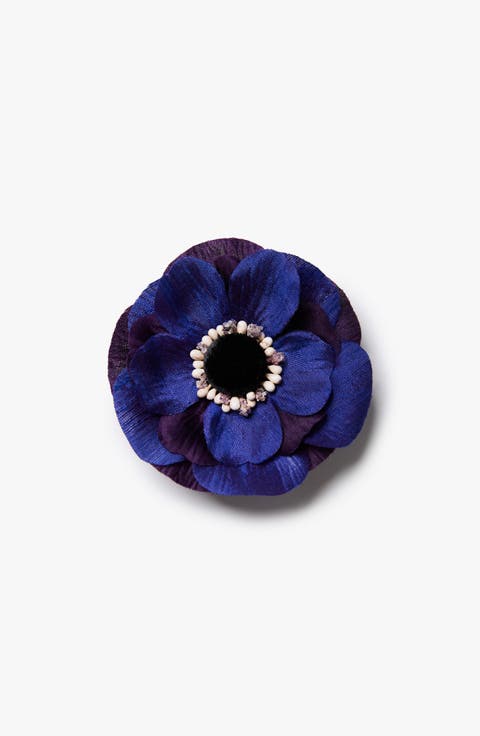 The Indigo Anemone Floral Brooch