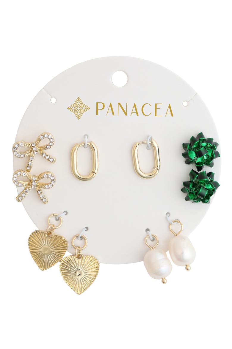 5 Pairs of Earrings, Main, color, GREEN