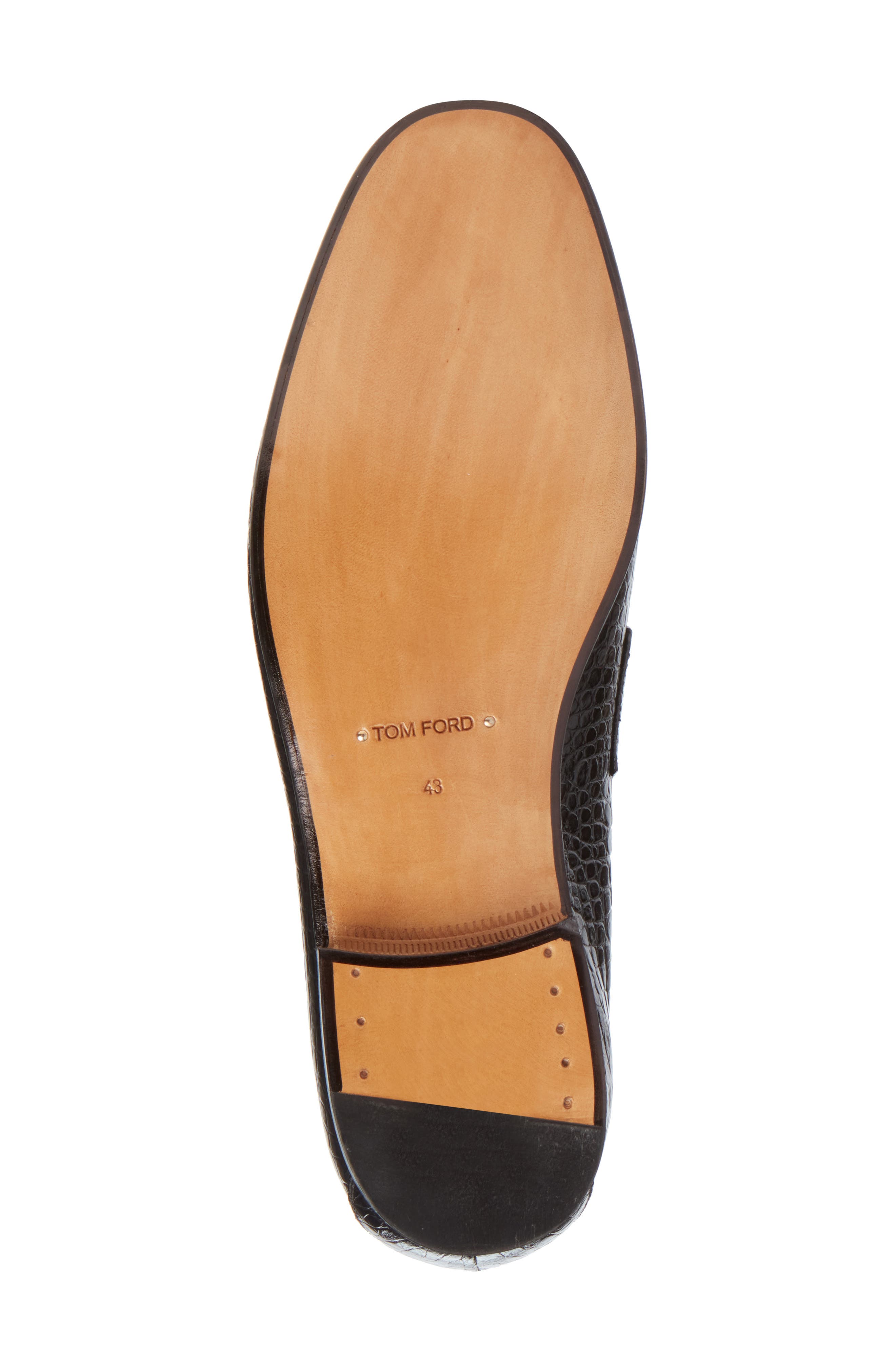 Gigi Double T Bit Alligator Embossed Loafer, Alternate, color, NAA BLACK