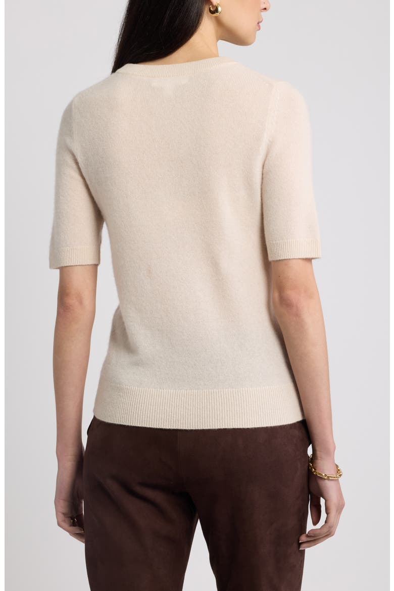 Cashmere Short Sleeve Crewneck Sweater, Alternate, color, BEIGE BEACH