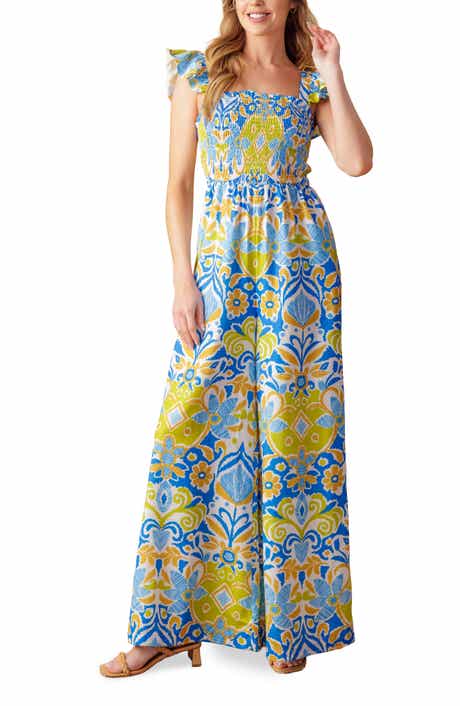 FLYING TOMATO Smocked Flutter Sleeve Jumpsuit