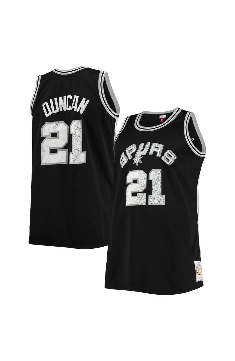 Mitchell & Ness Men's Mitchell & Ness Tim Duncan Black San Antonio Spurs Big & Tall 1998/99 NBA 75th Anniversary Diamond Swingman Jersey, Alternate, color, 