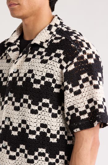 Naples Geometric Crochet Camp Shirt