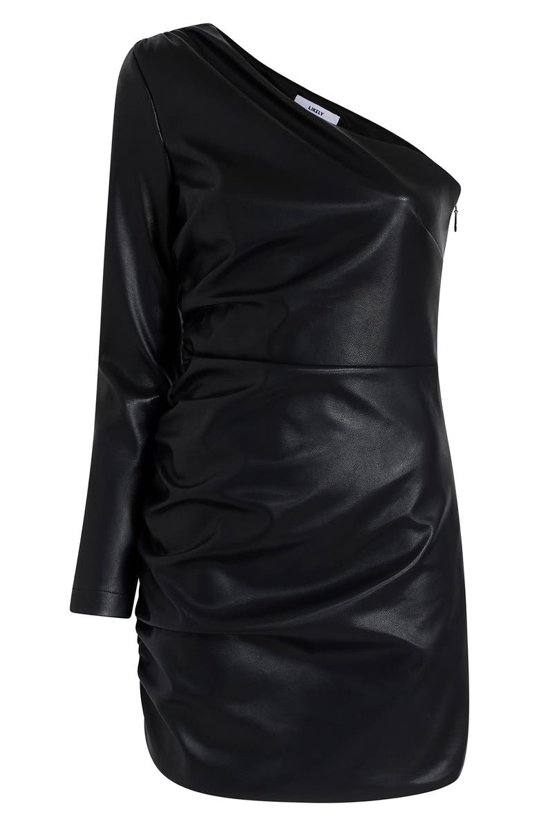 LIKELY Serena One-Shoulder Single Long Sleeve Faux Leather Minidress, Alternate, color, 
