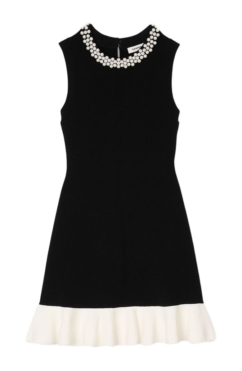 SANDRO Mini knit dress with beaded neck, Alternate, color, 
