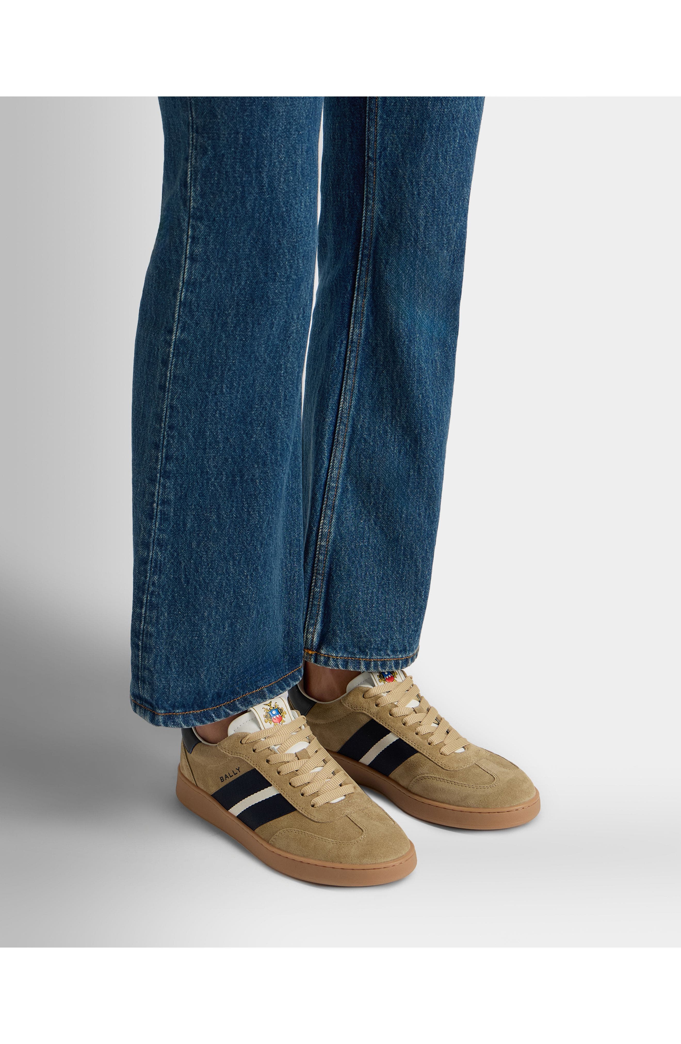 Bally Suede Retro Crest Sneaker, Alternate, color, Brown