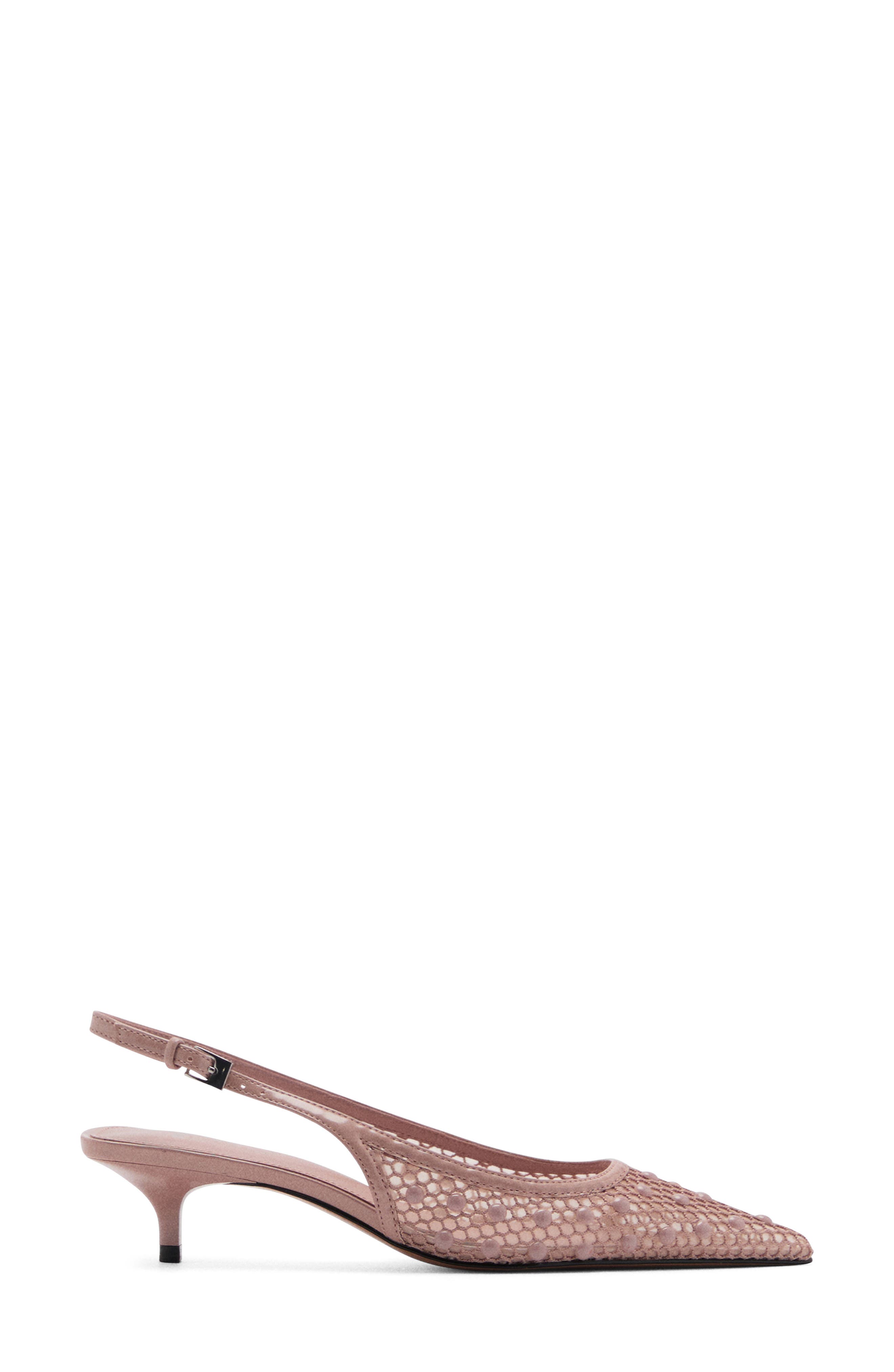 MANGO Slingback Pointed Toe Kitten Heel Pump, Alternate, color, Blush