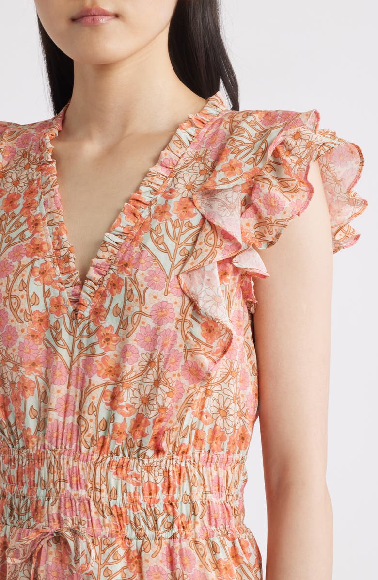 PAIGE Muriel Floral Print Minidress, Alternate, color, Blue Bell Multi