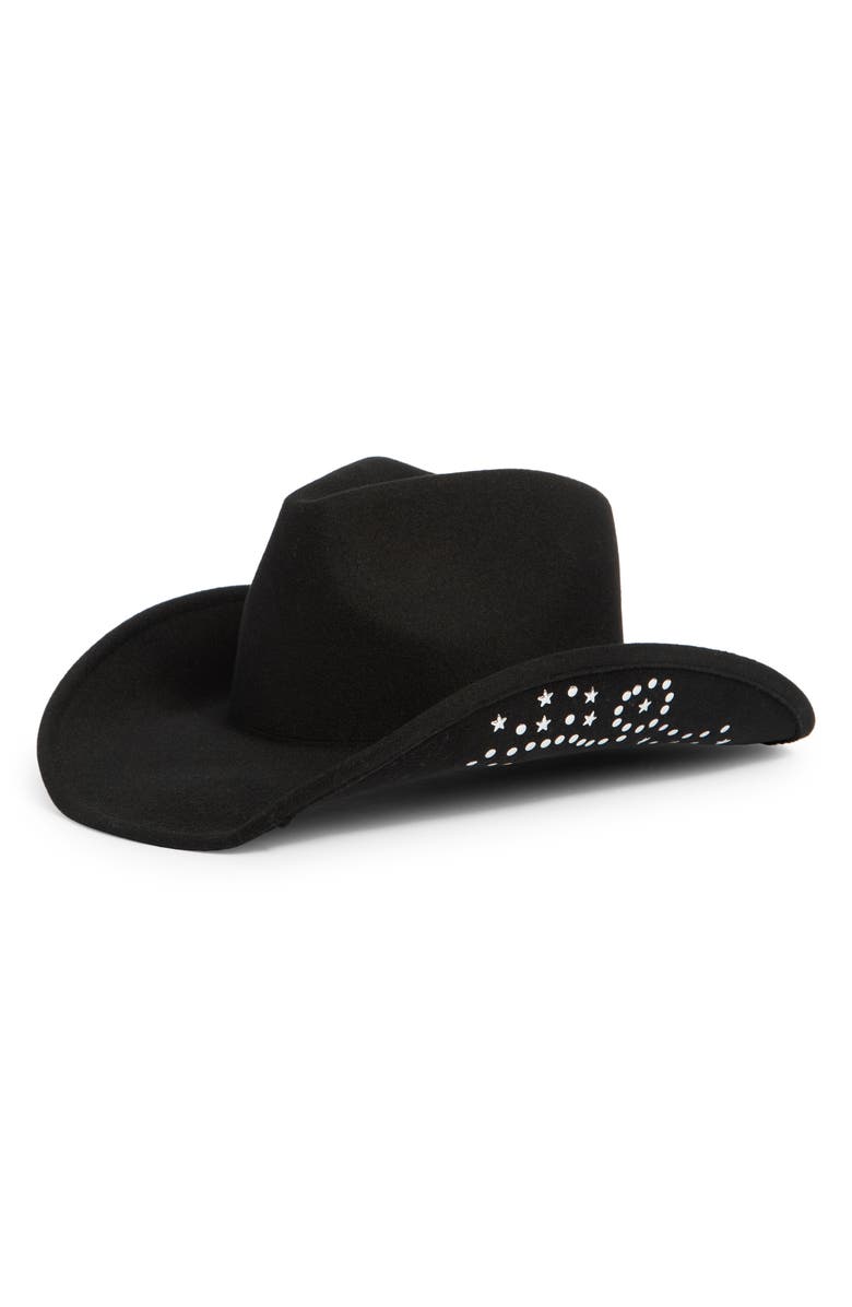 BCBG Studded Cowboy Hat, Main, color, Black