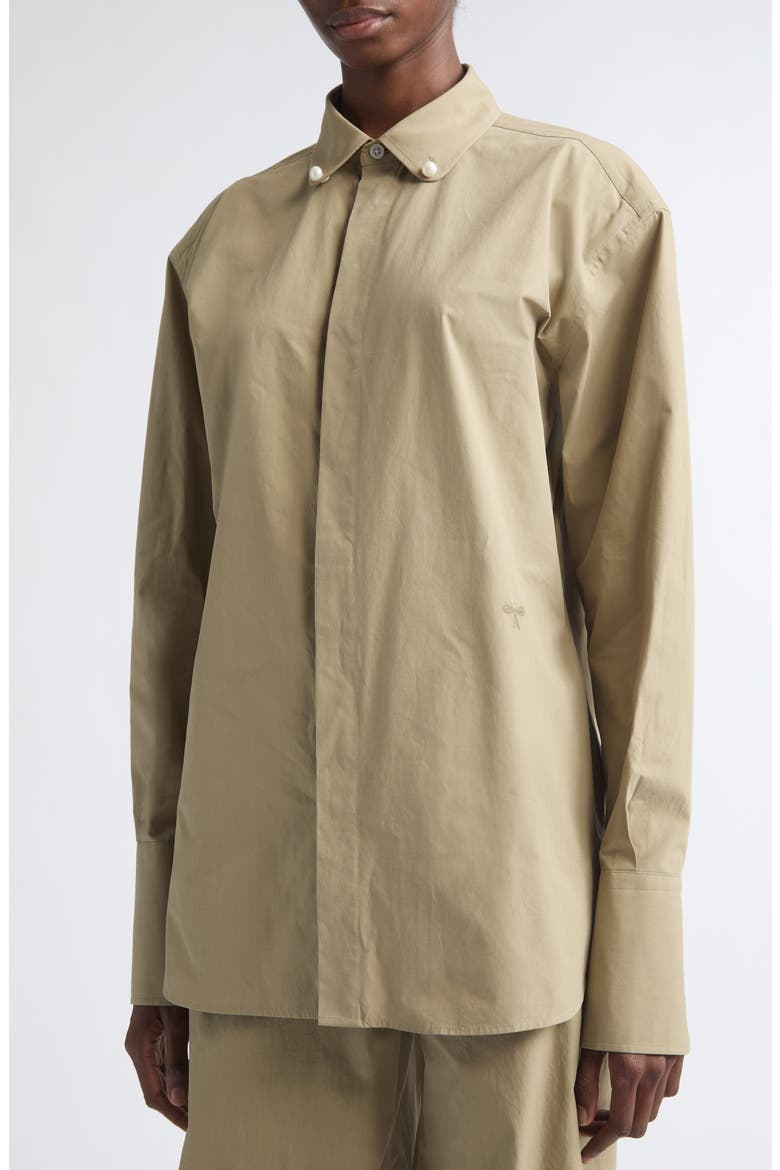 High Fidelity Asymmetric Cotton Shirt, Alternate, color, SAND