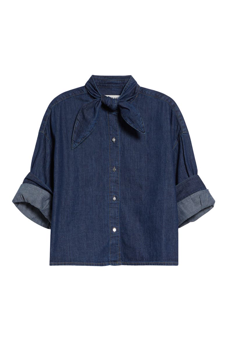 Tie One One Nonstretch Denim Shirt, Alternate, color, DARK STONE