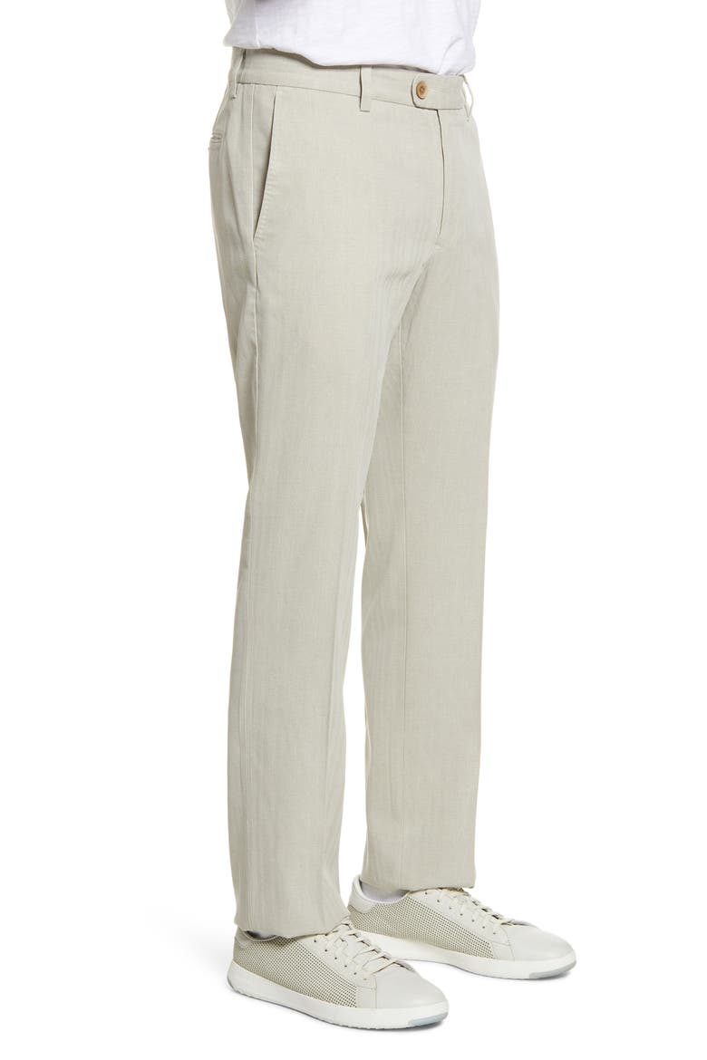Havana Herringbone Authentic Silk Blend Straight Leg Pants, Alternate, color, KHAKI SANDS