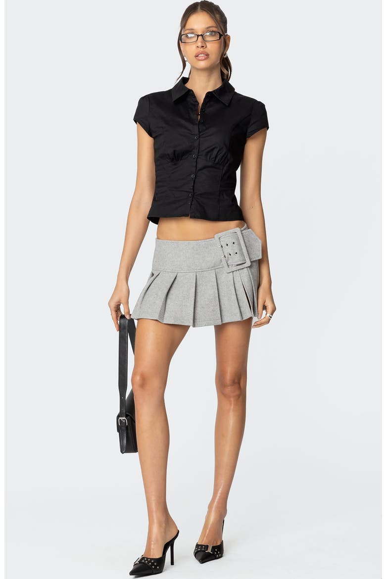 Tate Side Slit Pleated Miniskirt, Alternate, color, LIGHT-GRAY