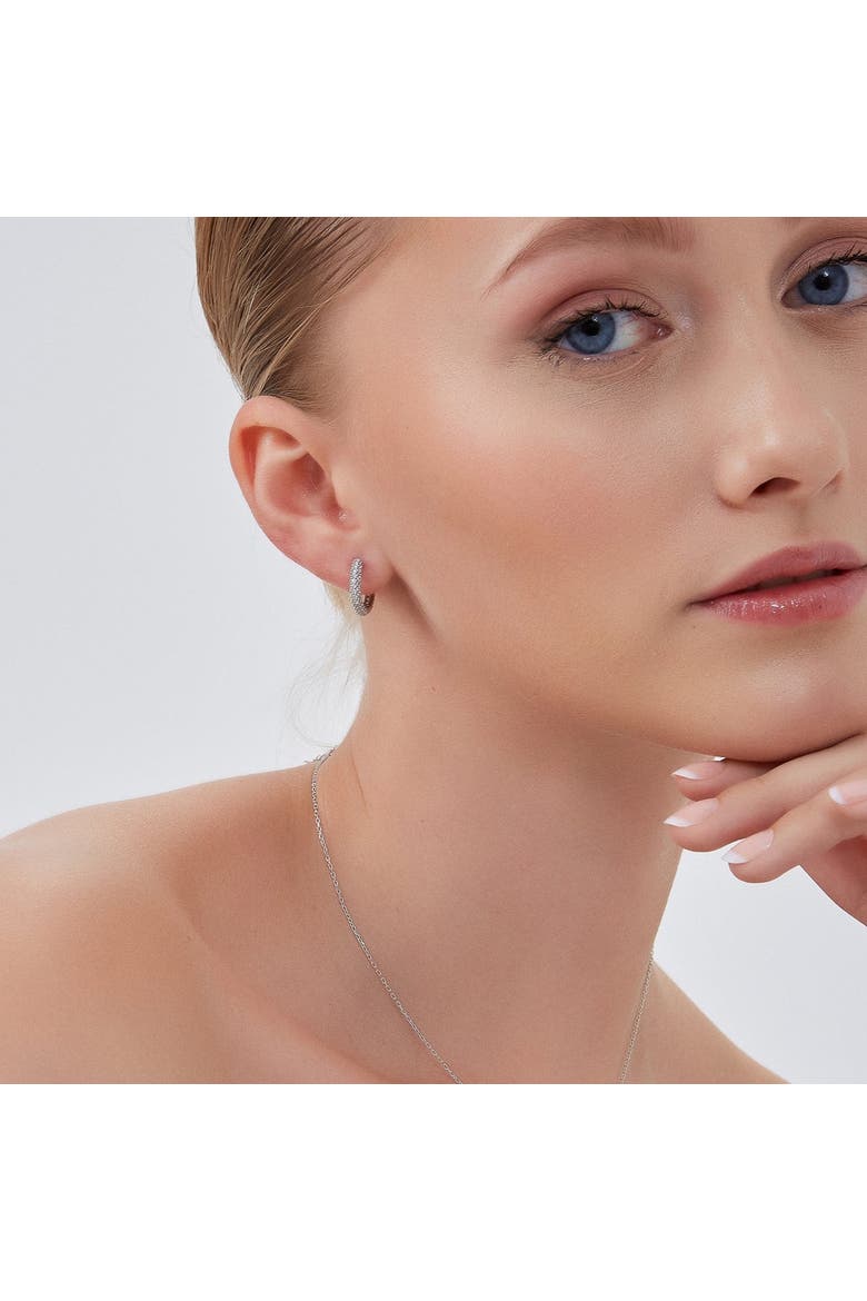 Pave Sterling Silver Hoop Earrings, Alternate, color, Silver