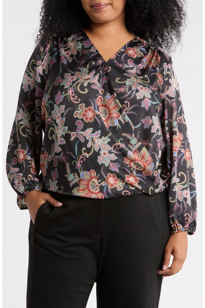 Wrap Patterned Blouse, Main, color, CASCADE PAISLEY