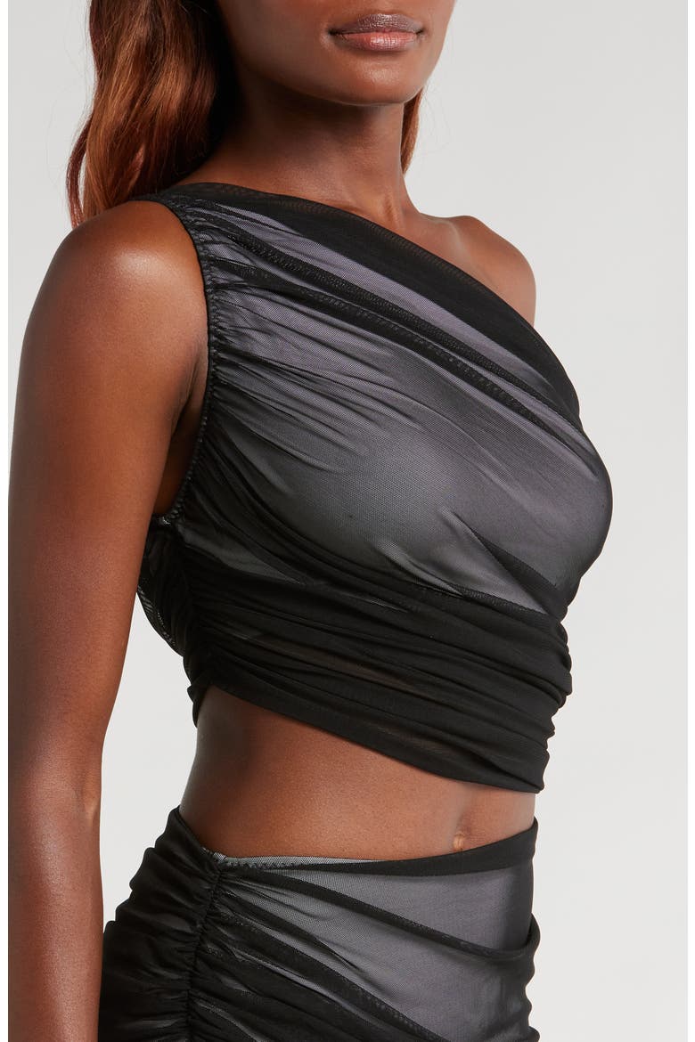 Diana One-Shoulder Swim Top, Alternate, color, BLACK/ SNOW WHITE