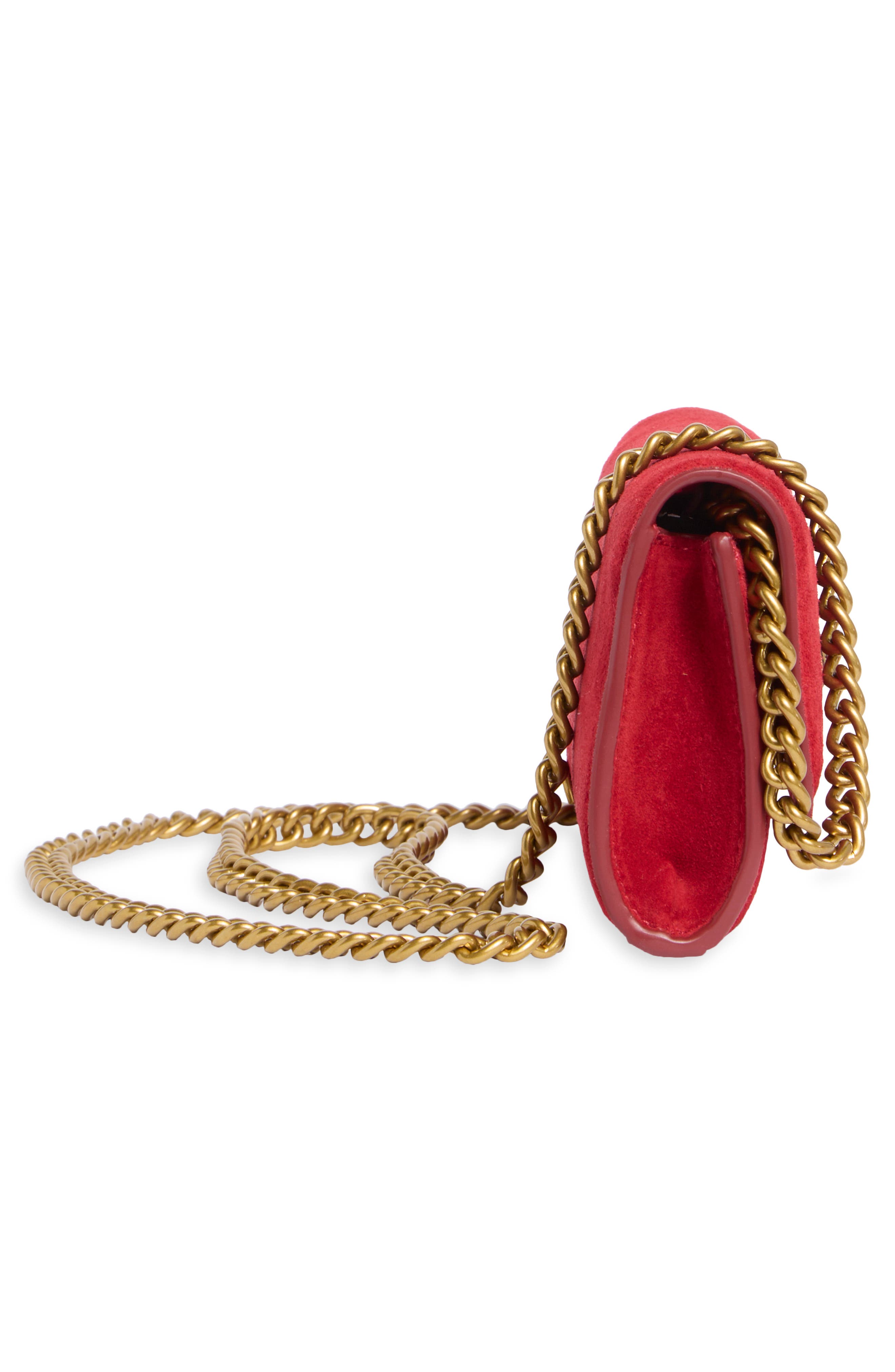 Elongated Suede Clutch, Alternate, color, RED