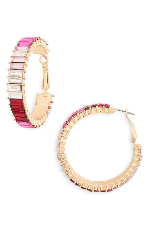 Baguette Crystal Hoop Earrings