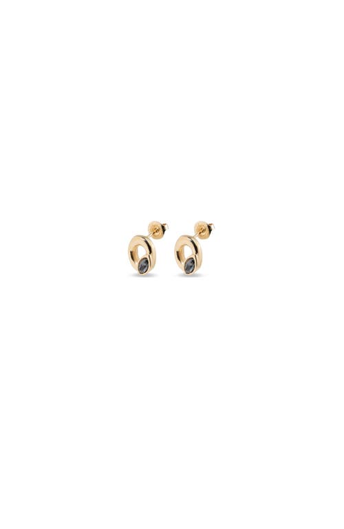 Unode50 Oval Crystal Stud Earrings In Gold