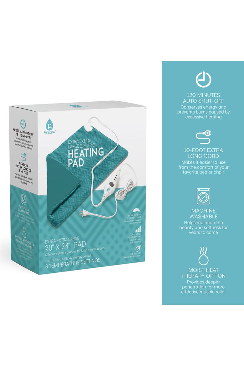 Extra Extra Large Electric Heating Pad, Alternate, color, Aqua