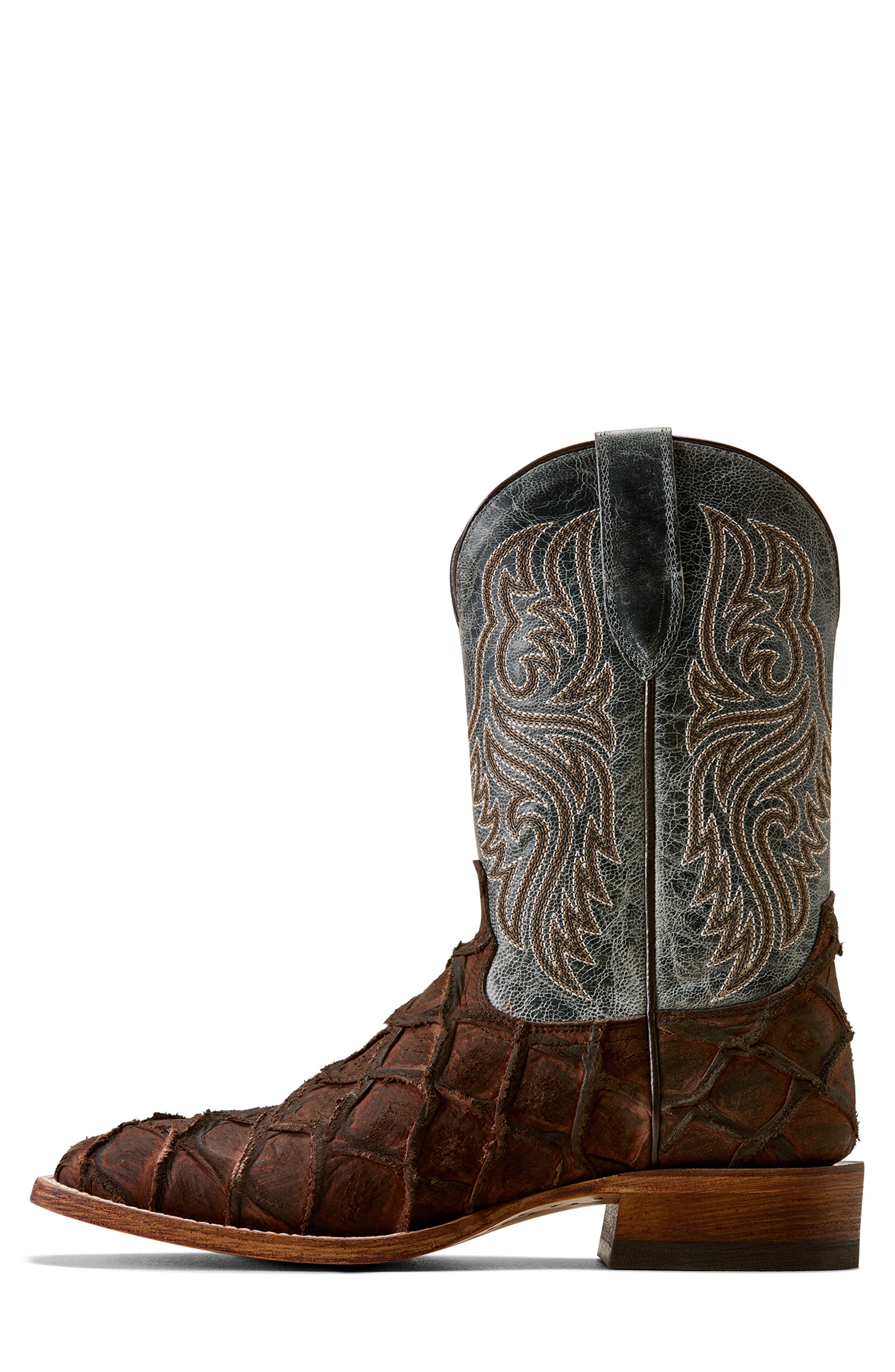 Riverside Wide Square Toe Western Boot, Alternate, color, CHOCOLATE BASS PRINT