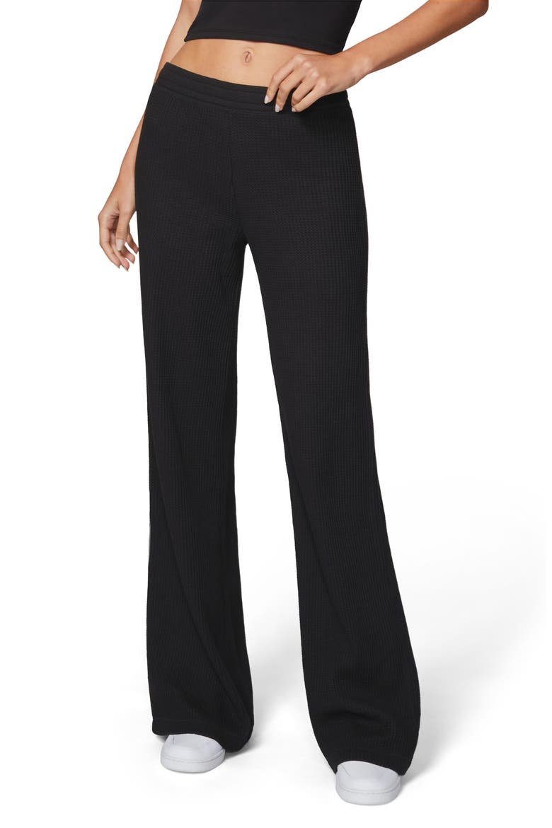 Thermal Wide Leg Pants, Main, color, BLACK