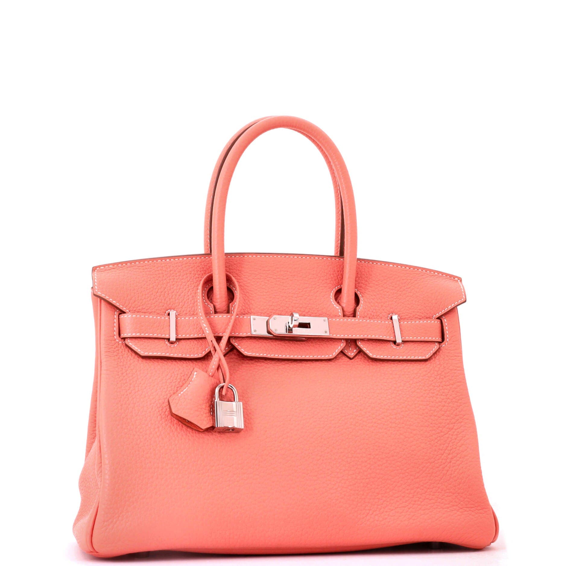 Birkin Handbag Pink Clemence with Palladium Hardware 30, Alternate, color, Orange
