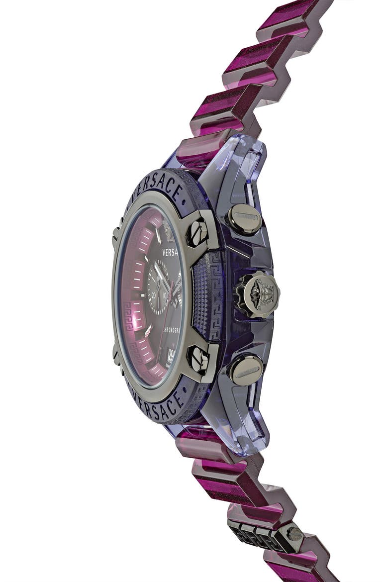 Icon Active Chronograph Silicone Strap Watch, 44mm, Alternate, color, PURPLE