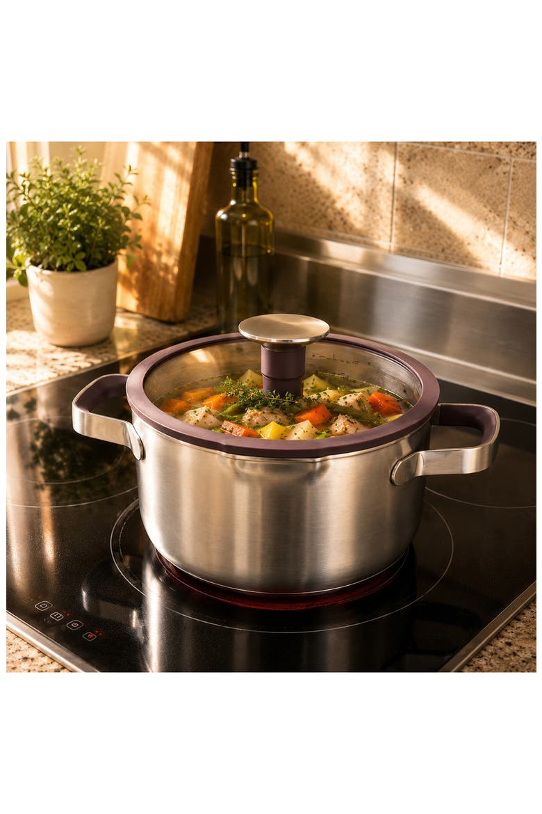 Elements 18/10 Stainless Steel 1.5-Quart Saucepan with Glass Lid, Alternate, color, PURPLE