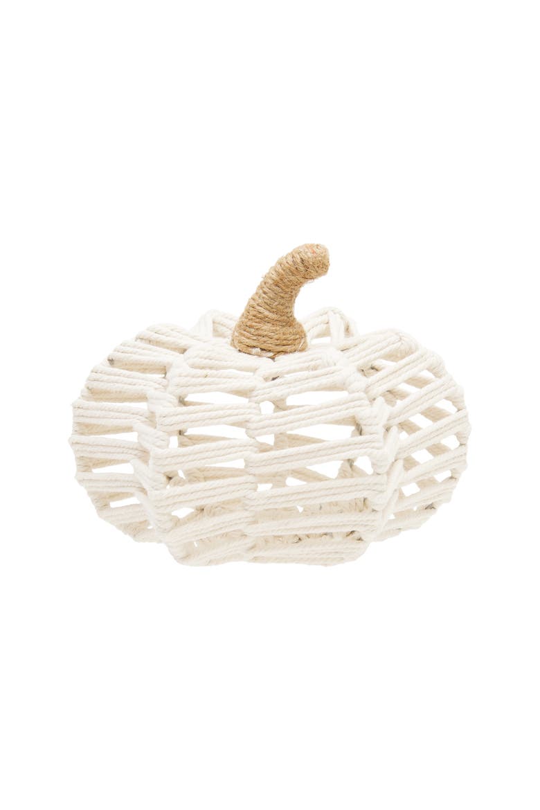 Small Jute Pumpkin Figurine, Main, color, White