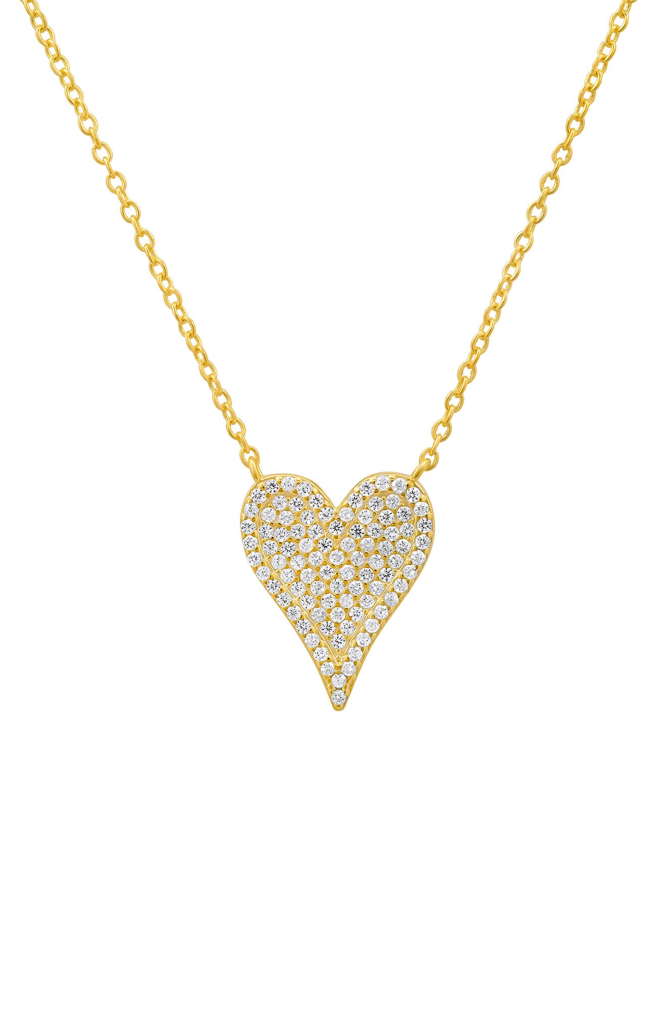Queen Jewels Elongated Pavé Cubic Zirconia Heart Pendant Necklace