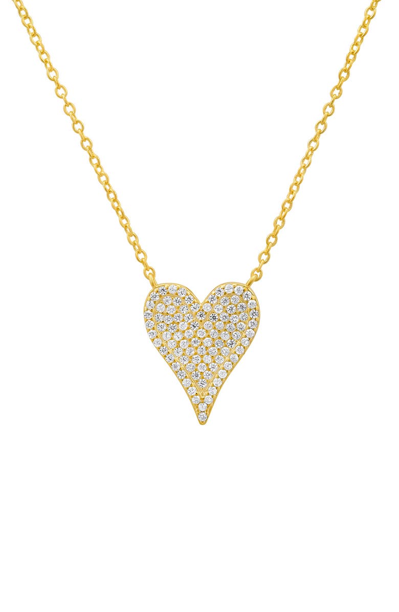 Queen Jewels Elongated Pavé Cubic Zirconia Heart Pendant Necklace, Main, color, Gold