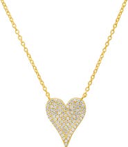 Queen Jewels Elongated Pavé Cubic Zirconia Heart Pendant Necklace