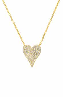 Queen Jewels Elongated Pavé Cubic Zirconia Heart Pendant Necklace