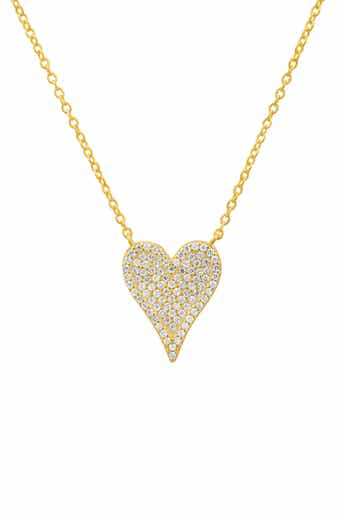 Queen Jewels Elongated Pavé Cubic Zirconia Heart Pendant Necklace