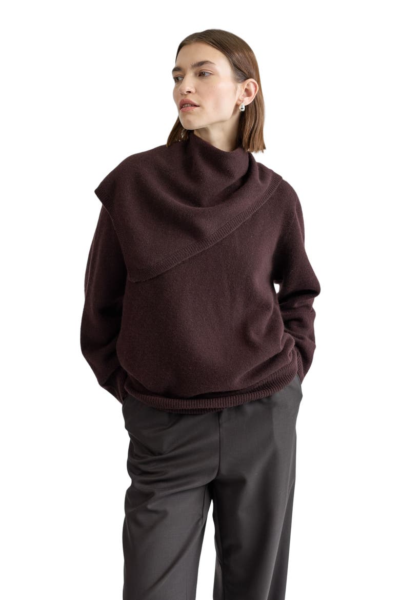 Wool V Neck Sweater, Alternate, color, Dark Brown