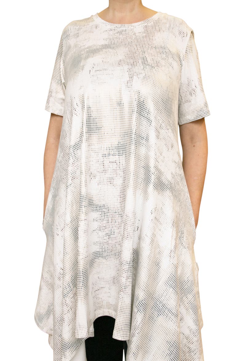 Iris Printed Cotton Jersey Dress, Alternate, color, Ecru