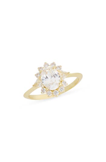 Covet Burst Cubic Zirconia Halo Ring In Gold