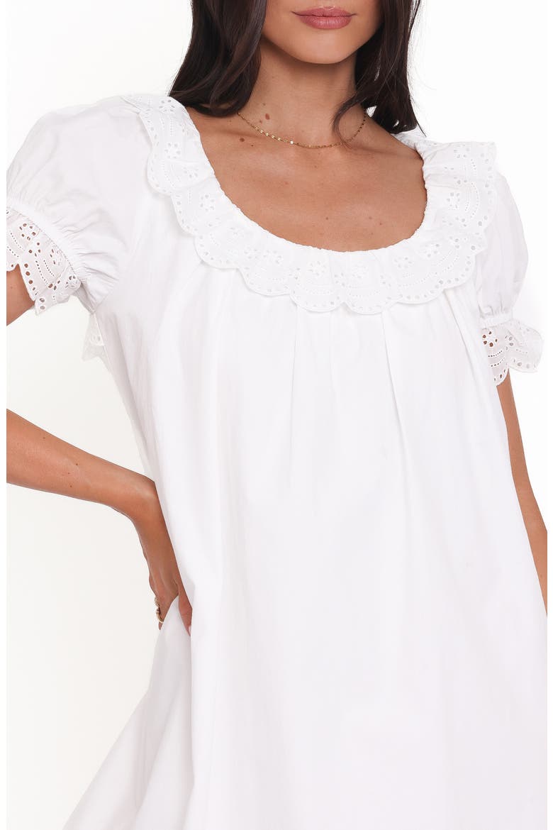 Merlyn Eyelet Ruffle Shift Dress, Alternate, color, WHITE