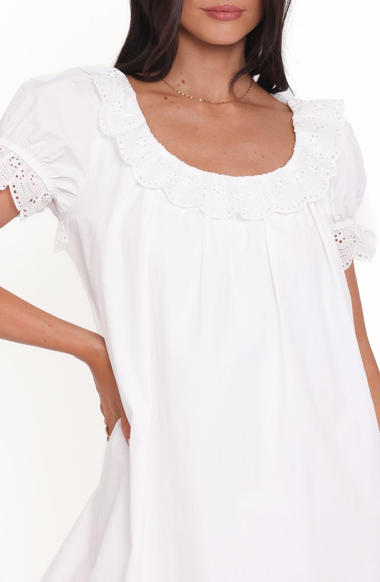 Petal & Pup Merlyn Eyelet Ruffle Shift Dress, Alternate, color, White