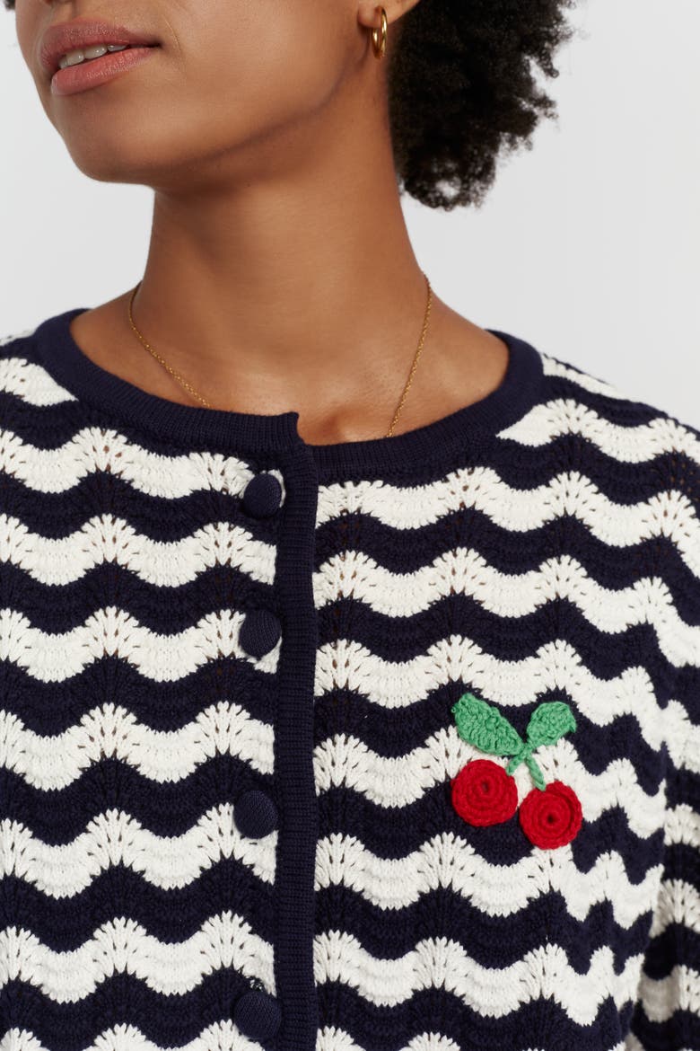 Cotton Cherry Crochet Cardigan, Alternate, color, Blue/Cream