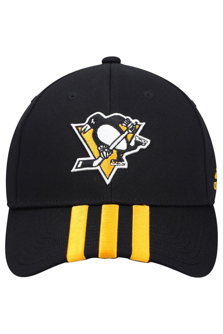 Men's adidas Black Pittsburgh Penguins Locker Room Three Stripe Adjustable Hat, Alternate, color, BLACK