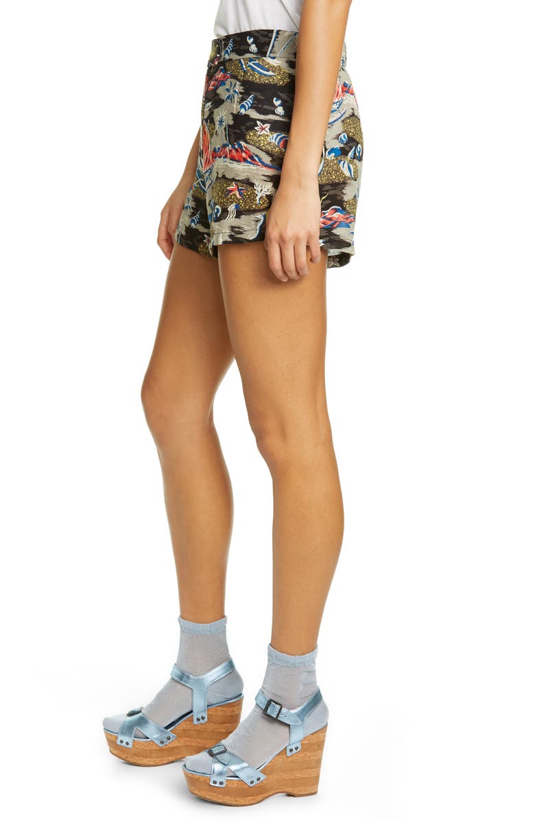 Anna Sui Aloha Print Shorts, Alternate, color, 