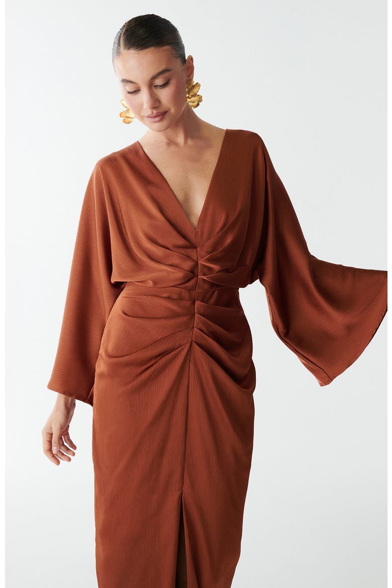 Deliliah Midi Dres, Alternate, color, Rust