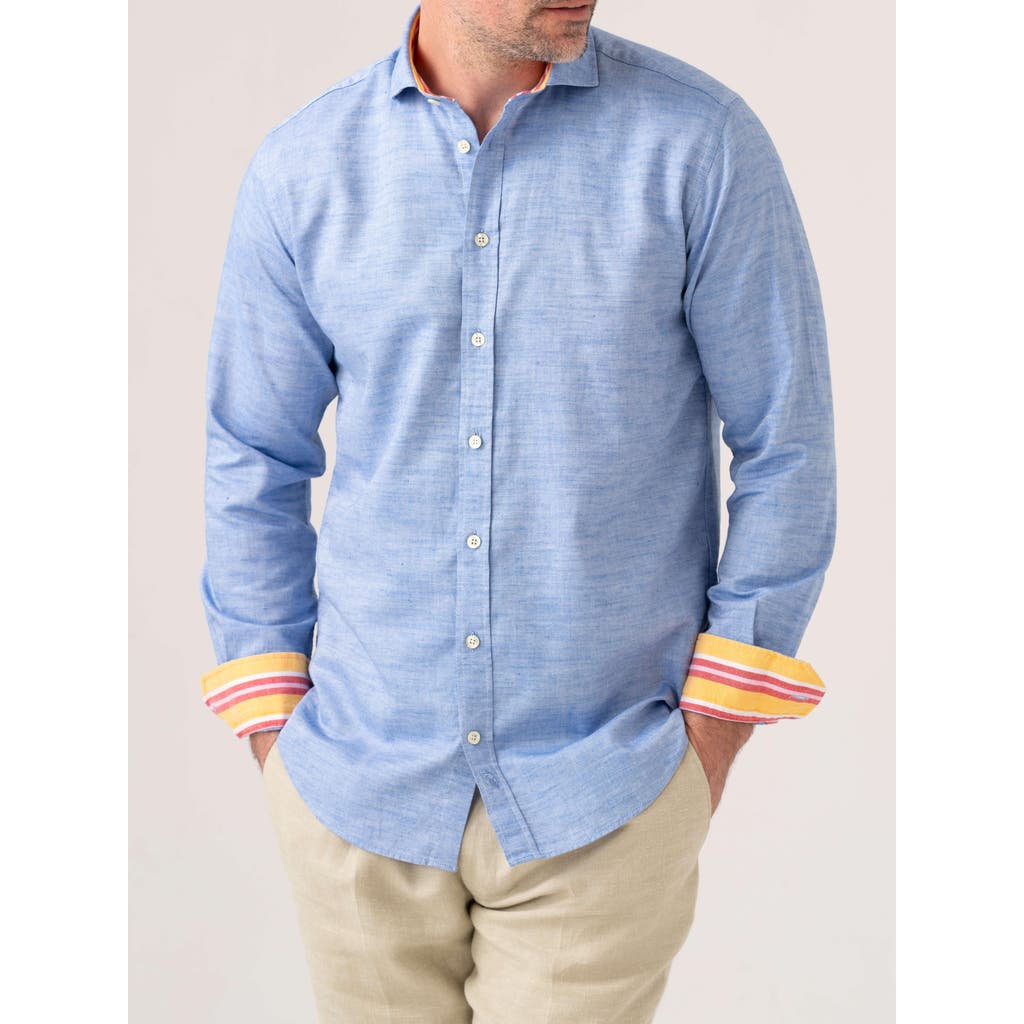 Koy Clothing Cotton Linen Long Sleeve Shirt in Deep Blue  product