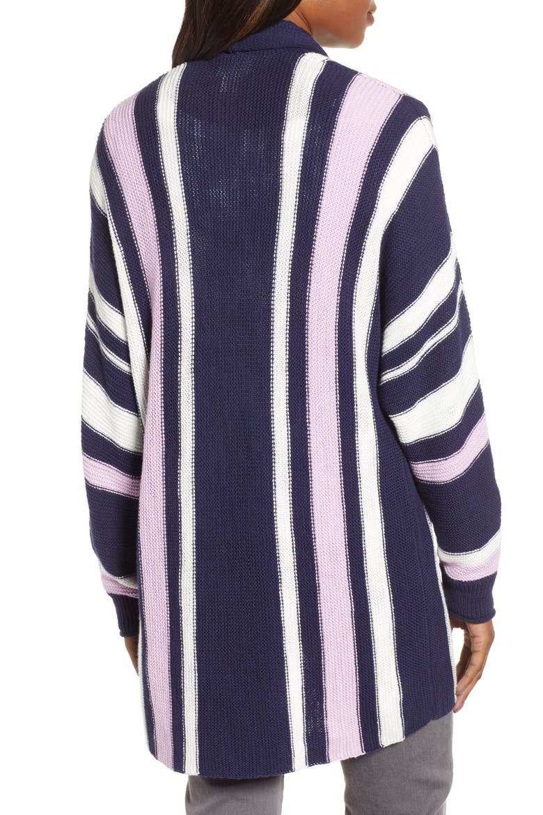 No Closure Cardigan, Alternate, color, NAVY- IVORY STRIPE